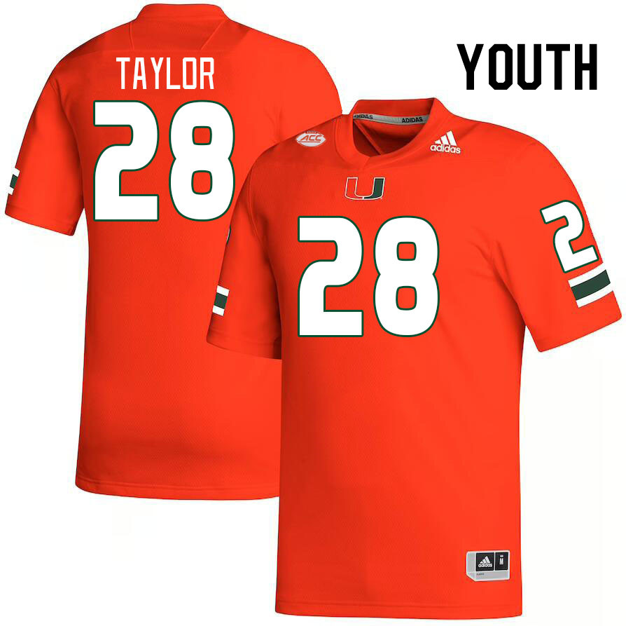 Youth #28 Isaiah Taylor Miami Hurricanes College Football Jerseys Stitched-Orange